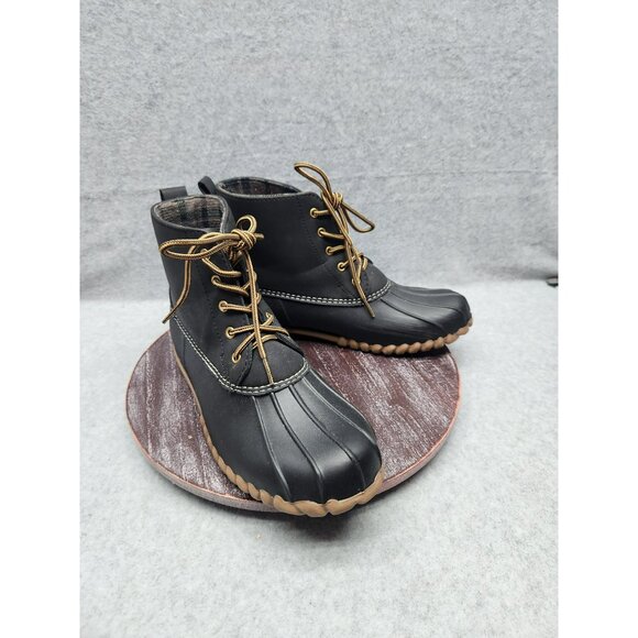 Henry Ferrera Duck Boots Waterproof Insulated Women's Size 9 Black & Brown - Picture 2 of 13